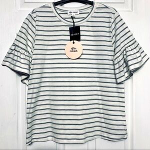 After market striped top with flared sleeve size M